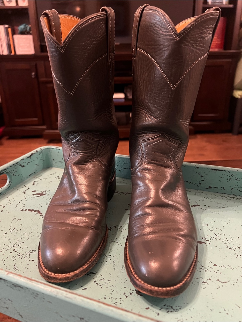 Men's Brown Leather Western Boots – Classic Pull-On Cowboy Style